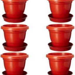 10 Inch Heavy Duty Plastic Planter With 8 inch Bottam Plate/Tray Flower Pot Plant Container Set-picture-3