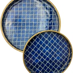 Blue Round Tray Tray Serving Set-10
