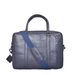 OLIVE MIST Unisex Blue Textured Leather Laptop Bag-image-60