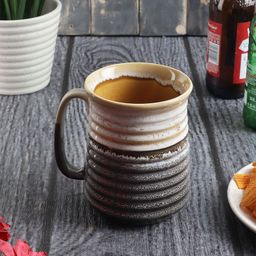 MIAH Decor Grey & Cream-Coloured Handcrafted & Hand Painted Stoneware Glossy Mug-33