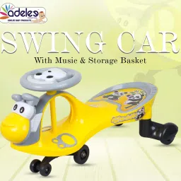 360 Degree Rotation Wheels Donald Kids Swing Car with Light & Musical Steering Car Non Battery Operated Ride On-5