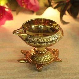Brass Kuber Diya Oil Lamp with Turtle Stand for Pooja Room and Diwali Festival Brass Table Diya-image-27