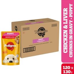 Gravy Chicken, Liver 15.6 kg (120x0.13 kg) Wet New Born Dog Food-picture-19