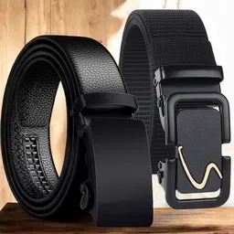 loopa Men Casual, Evening, Formal, Party Black Artificial Leather, Nylon Belt-picture-41