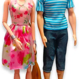 2 Beautiful Happy Couple Doll Set For Kids, Foldable Arms & Legs-image-72