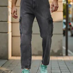 Shein Ankle Length Straight Cargo Jeans With Pockets-image-58