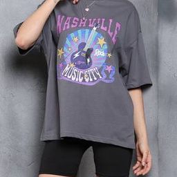 Shein Drop Shoulder Typographic Chest Print Oversized Fit Tshirt-image-91