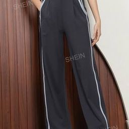 Shein Casual Single Pleat Striped Pant with 2 Insert Pockets & Side Zip-image-19