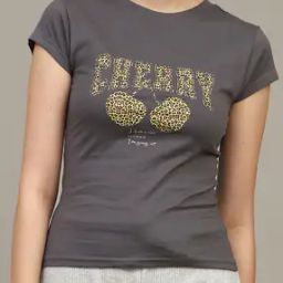 Shein Cap Sleeves Animal Typographic Chest Print Fitted Tshirt-image-93