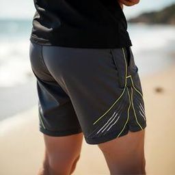 Shein Placement Print Stripes Grey Color Sporty Elasticated Drawstring Waist Track Shorts-picture-49