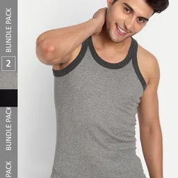T.T. Men Pack Of 2 Titanic Pure Cotton Ribbed Gym Basic Vests-image-24