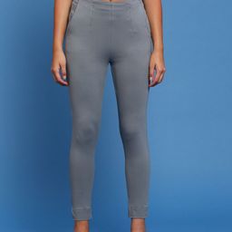 De Moza Women Slim Fit Plain Cotton Cigarette Trousers-picture-30