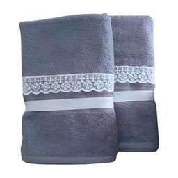 GAB Grey & White 2 Pieces Cotton 500 GSM Bath Towel-image-55