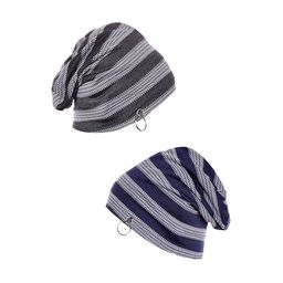 VIMAL JONNEY Unisex Pack of 2 Grey & Navy Blue Printed Beanie-9