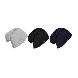 VIMAL JONNEY Pack of 3 Grey & Navy Blue Beanie-41