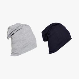 VIMAL JONNEY Unisex Grey & Navy Blue Solid Set Of 2 Beanie-9