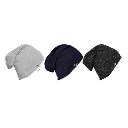VIMAL JONNEY Unisex Pack Of 3 Solid Beanie-image-37