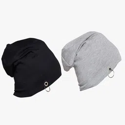 VIMAL JONNEY Unisex Pack Of 2 Grey & Black Beanie-17