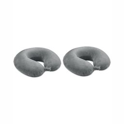 UrbanArts Grey Set of 2 Fibre Filled Faux Velvet Lightweight Travel Pillow-13
