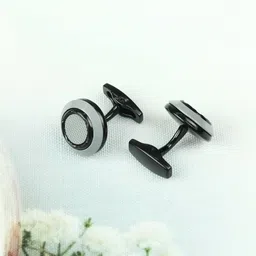 Tossido Men Grey & Black Solid Cufflink-image-5