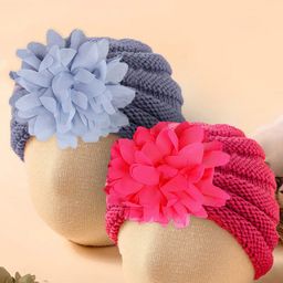 Baby Moo Unisex Kids Set of 2 Woollen Beanie With Floral Embellished-13