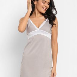 N-Gal Women Grey & White Lace Detailed Baby Doll Night Dress-picture-37