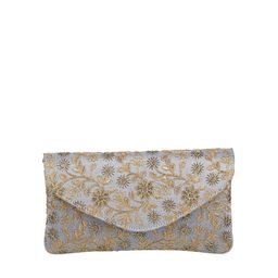 Metro Grey & Gold-Toned Embroidered Envelope Clutch-28