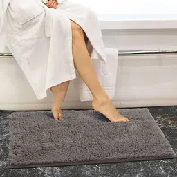 OBSESSIONS Taupe Solid Pure Cotton 2800 GSM Anti-Skid Bath Rug-image-7