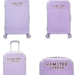 Hard Body Set of 4 Luggage 4 Wheels - High Candy Polycarbonate Hard-Sided Spinner Luggage Trolley Bags (Pink) - Purple-17