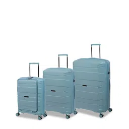 IT luggage Set Of 3 Sky-Blue Solid Hard-Sided Trolley Suitcases-12