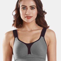 Sonari Grey & Black Non-Wired Lightly Padded Sports Bra-23