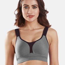 Sonari Grey & Black Non-Wired Lightly Padded Sports Bra-10