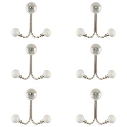 IndianShelf White and Silvertoned 6 Pieces Ceramic Strewn Wall Hooks-image-21