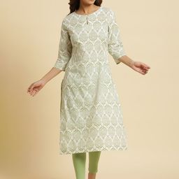 W Ethnic Motifs Printed Pure Cotton Straight Kurta-image-22