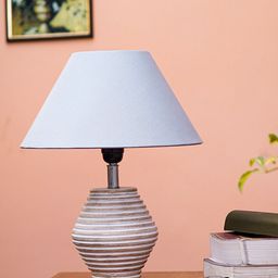 Pinecraft INTERNATIONAL White & Grey Table Lamp with Shade-41