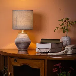Pinecraft INTERNATIONAL White Atury Table Lamp With Cylinder Shade-38