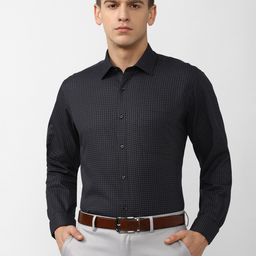 Van Heusen Men Grid Tattersall Checks Pure Cotton Formal Shirt-image-53