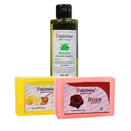 Deyomkar Herbal Alovera Shampoo with Rose Soap And Lemon Honey Soap Combo-2
