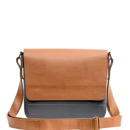 Doubleu Men Grey Solid Messenger Bag-image-38