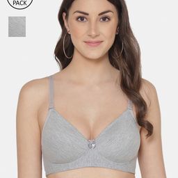 Tweens Grey Set of 2 Cotton Non-Wired Lightly Padded Full Coverage T-Shirt Bra-25