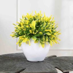 Artificial Plant with Yellow Oar Shaped Leaves with Pot by Foliyaj-picture-8