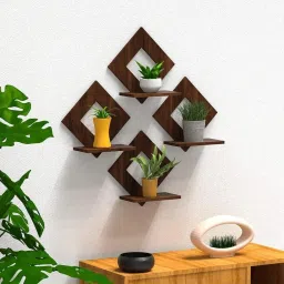 Pot Stand Set of 4 Pieces Decorative Wooden Wall Hanging 6x6 inch Wooden Wall Shelf-13