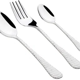 prabha Royal Hammered Silver Cutlery 24 Pcs Stainless Steel Cutlery Set-picture-14