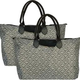 Multiuses G Print Rexine ShoppingBags/Grocery Bag for Carry Grocery with Handles Pack of 2 Grocery Bags-image-19