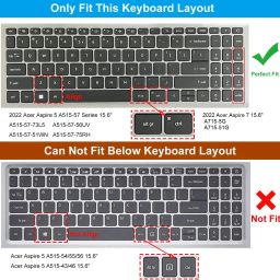 RAYA Silicone Keyboard Cover for Acer Nitro V ( ANV15-41 / ANV15-51 ) Acer Aspire 5 ( A515-57G / A515-58GM ) Acer Aspire 7 (A715-51G / A715-76G) Gaming Laptops Keyboard Skin image 2