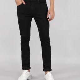Men Skinny Mid Rise Black Jeans-image-73