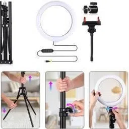 Webilla 10 inch RGB Ring Light with Tripod Stand and Phone Holder, Dimmable LED Ring Light 3 Light Mode Brightness Level 26 RGB Color Dynamic Flash Changing Mode for YouTube Video/Live Stream/Makeup Ring Flash image 3