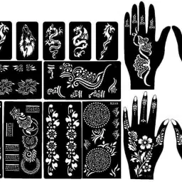 Heena Mehndi Sticker for Hands & Feet – Reusable Henna Design Stencils for Women-image-45