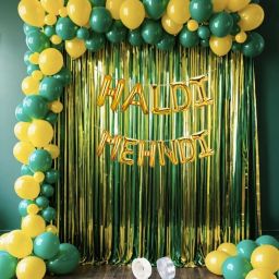 Haldi Mehndi Decoration Items For Marriage Includes Green and Yellow Balloons-99