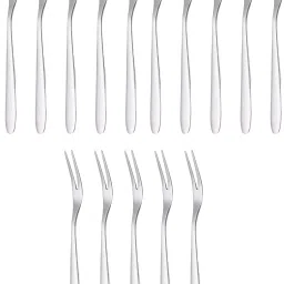 15 Pcs Luxury Silver Cutlery Set Dinner Table Fruit Fork|Home,Restaurant,Gifting Stainless Steel Fruit Fork, Dessert Fork Set-16